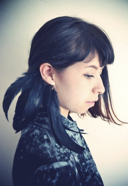 Raven Black Crow Feather Ear Cuff