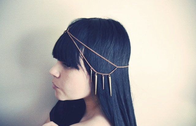 Spiked Headpiece, Chainmaile, Headchain, Boho Jewelry, Body Jewelry