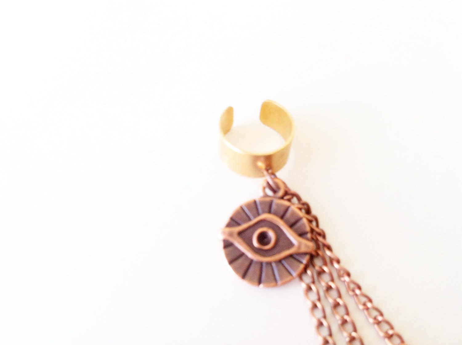 All Seeing Eye Brass Chain Ear Cuff