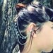 Silver Chain Ear Cuff- Blue Beaded
