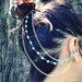Silver Chain Ear Cuff- Blue Beaded