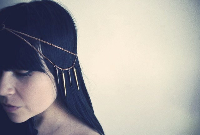 Spiked Headpiece, Chainmaile, Headchain, Boho Jewelry, Body Jewelry