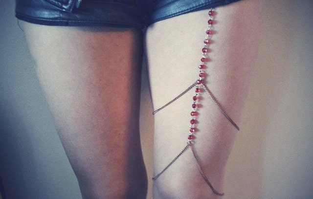 Leg Chain- Red Beaded