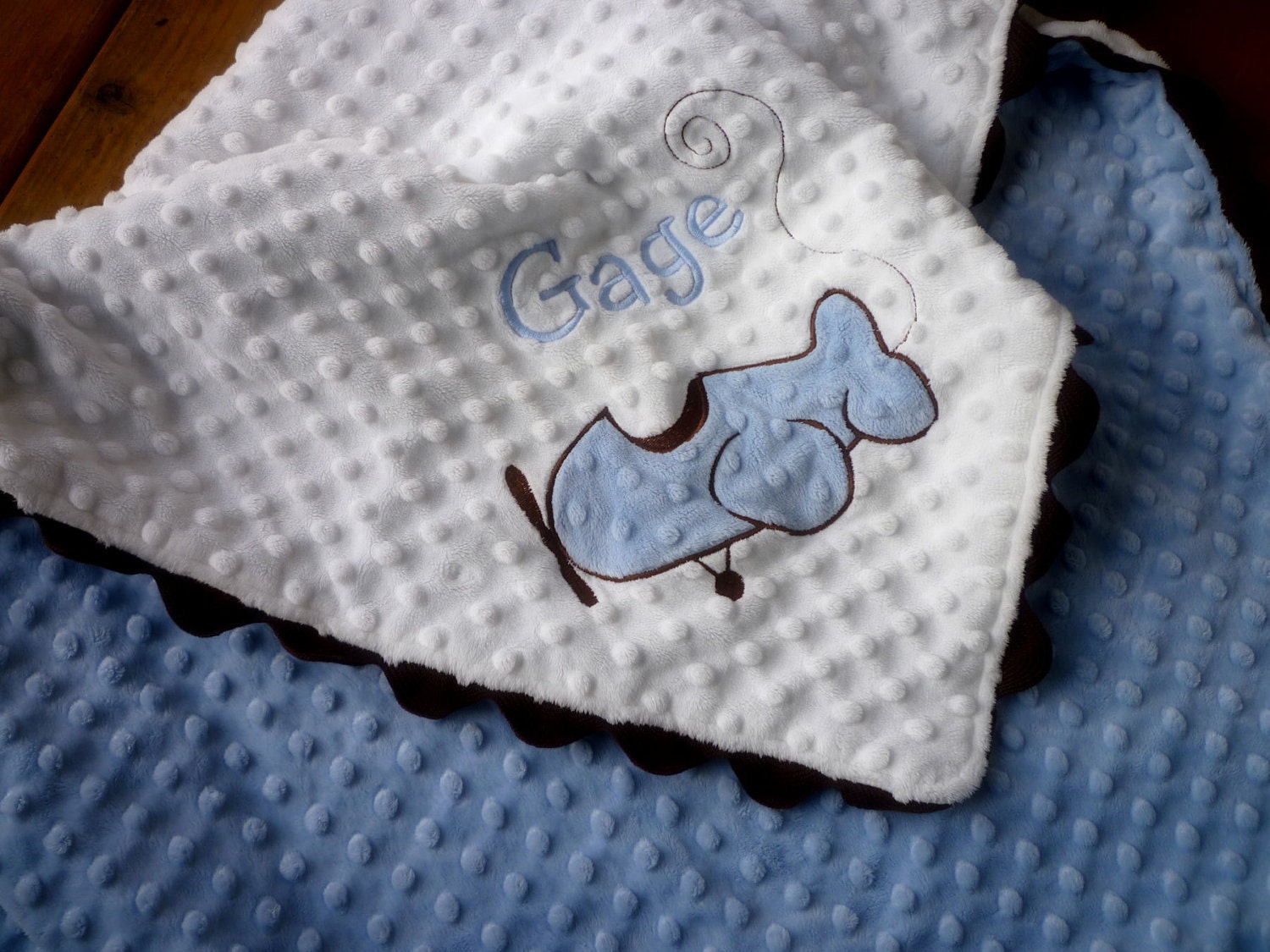 Personalized baby blanket minky baby airplane baby by mylilluvbug