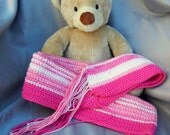 Cotton Crochet Scarf Pink with Pink and White Scrap Happy
