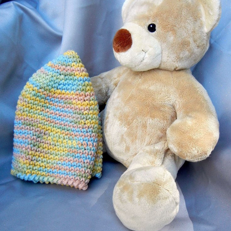 Cotton Crochet Hat Multi Color Pastel Adult Size Cloche
