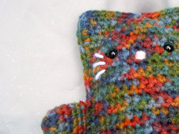 Amigurumi Kitty Crochet Cat Multi-Color Fall-Toned Print Kawaii Kitteh