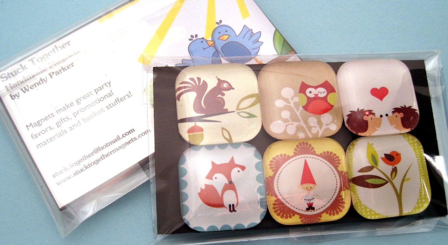 Woodland Critters Magnets - Premium Glass - One Inch Squares