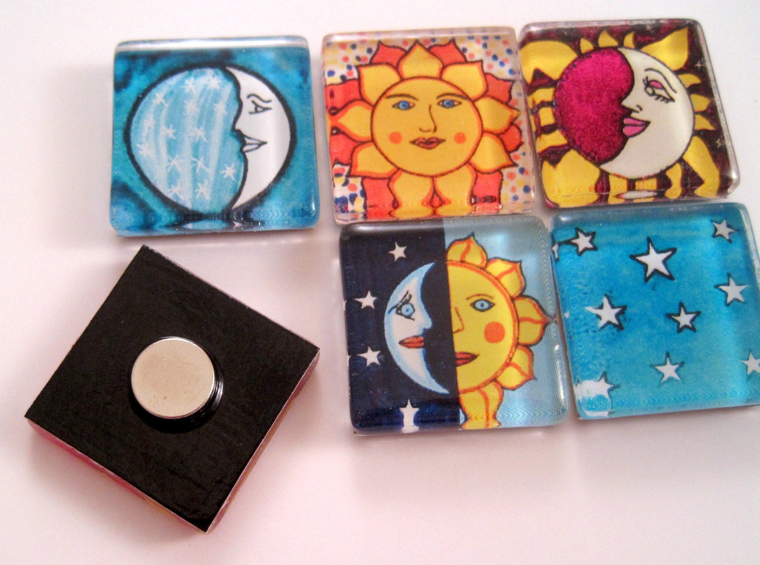 Magnets - Celestial - Set of Six 1 Inch Square Strong Magnets