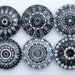 Mandala Magnets - Black and White - Set of Six One Inch Magnets