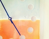 clock 9x9 modern orange and celadon.  MADE TO ORDER