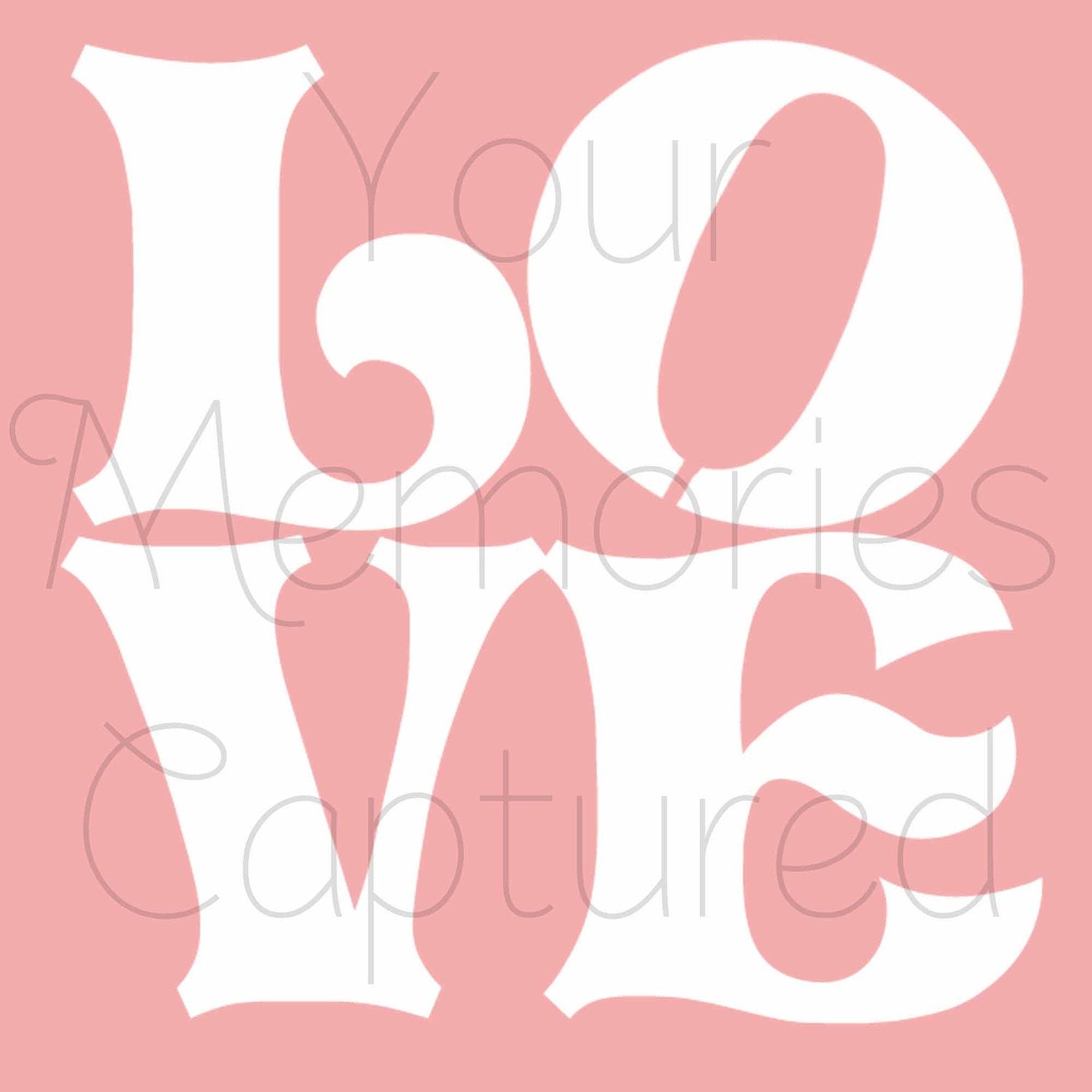 Tilted Love Pop Art Reusable Stencil - for fabric, wood, paper, canvas, walls, burlap - 6x6