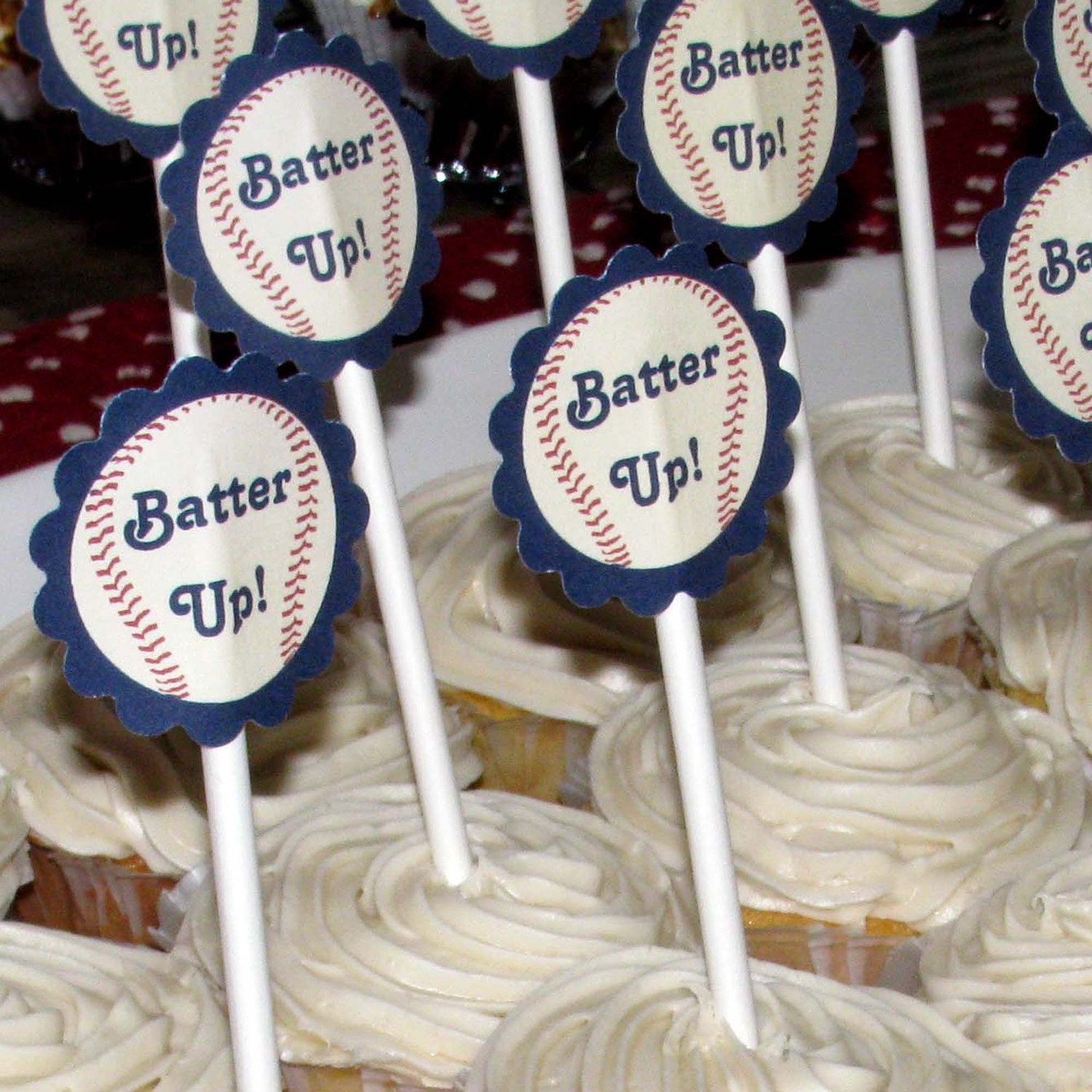 Vintage Baseball Cupcake Toppers - Printable