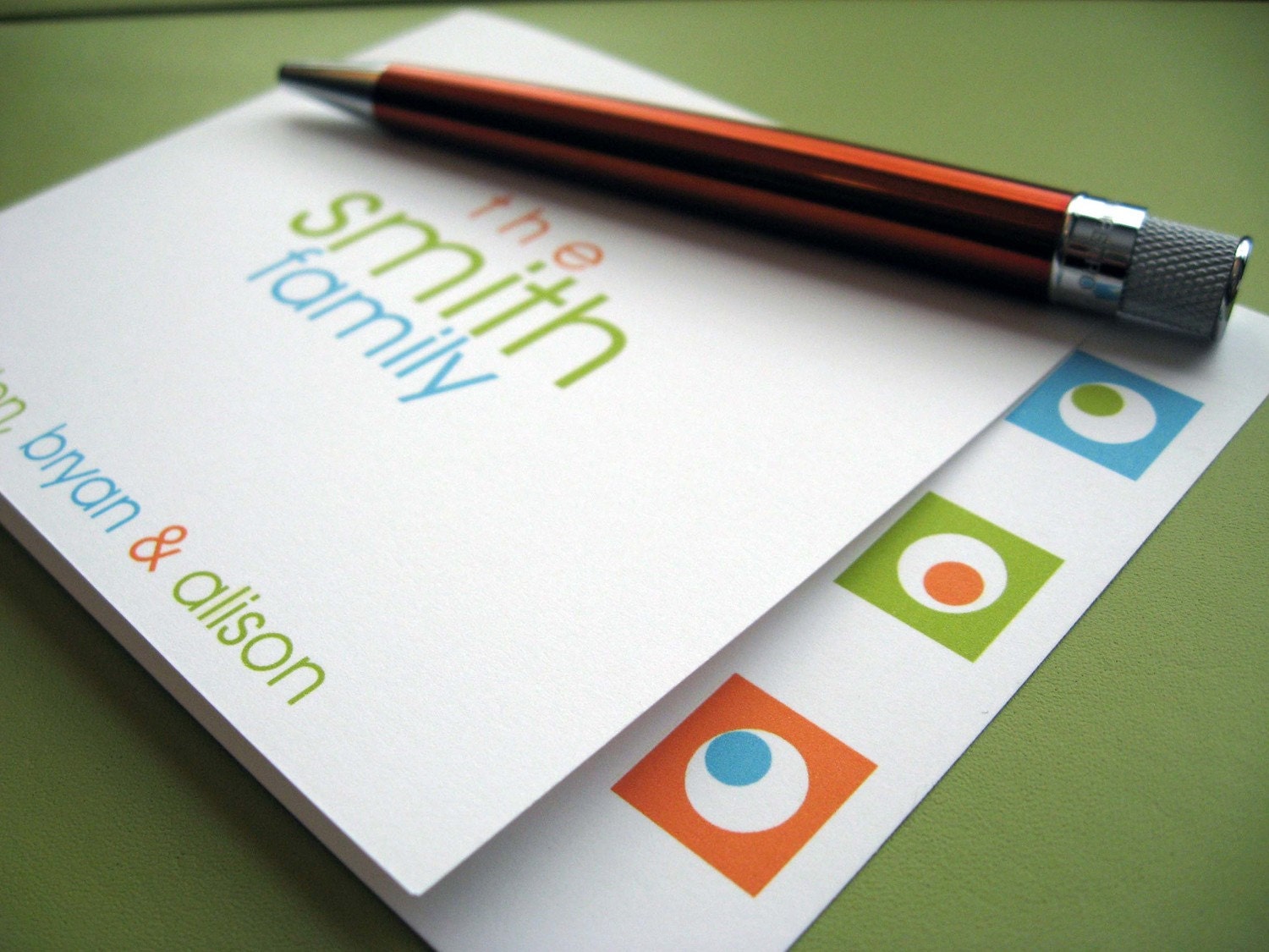 Personalized Family Note Cards Geometric