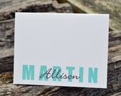 Personalized Note Cards Set of Stationery Big Name Design