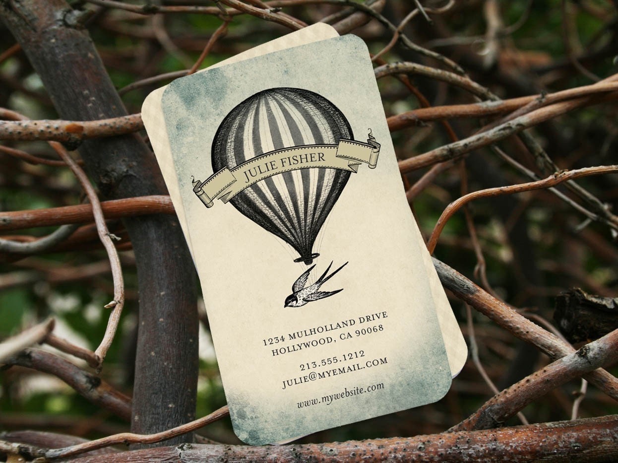 Calling Cards - Business Cards - Etsy Store cards- 250 Personalized Hot Air Balloon Sparrow