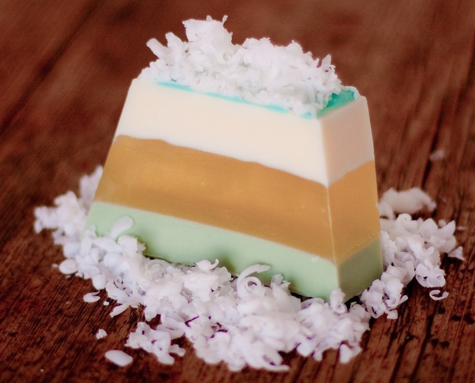 Coconut and Lemongrass, Hand-Crafted Soap Island Yellow Green Glycerin Unisex Summer