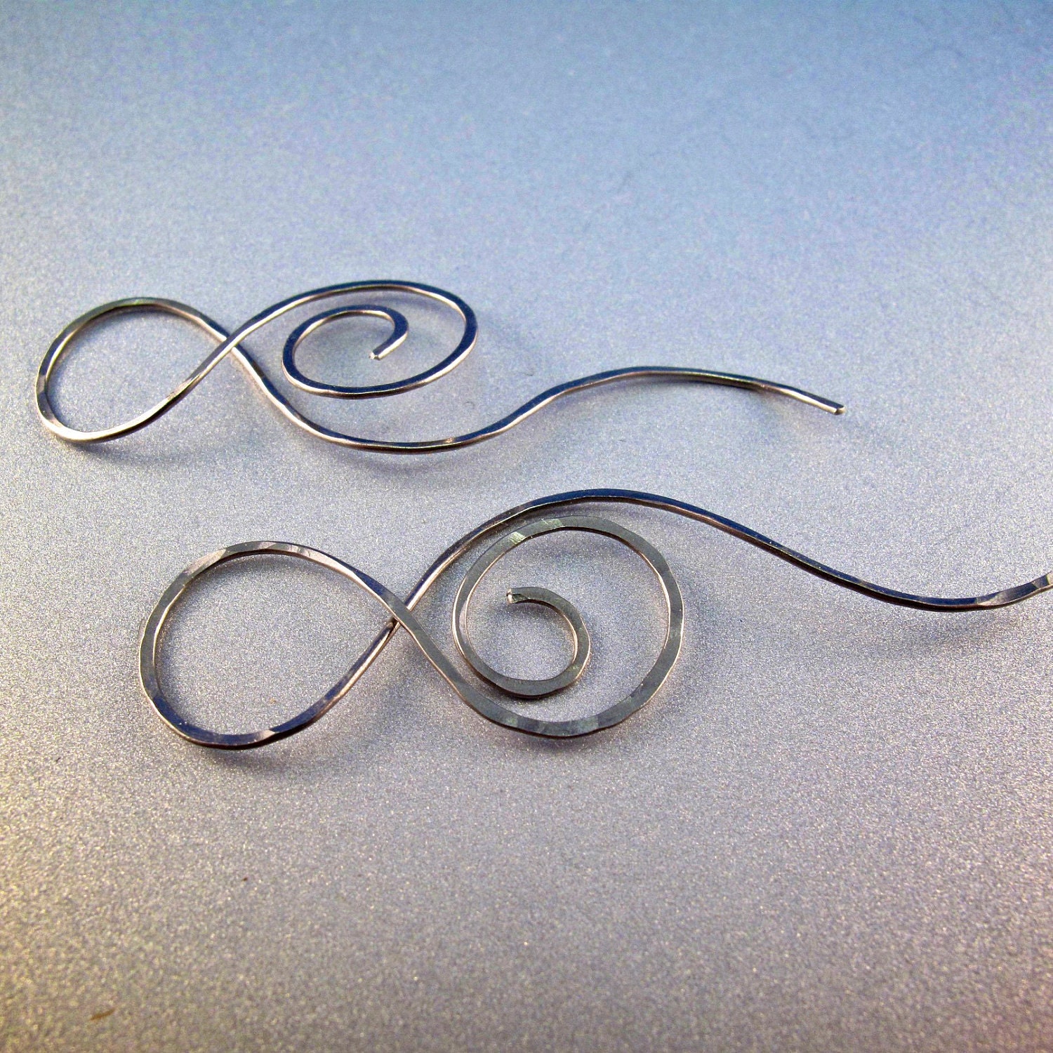 NIOBIUM EARRINGS spiral. niobium wire. hypoallergenic earring. long earring. grey modern minimal .nickel free. niobium jewelry No.00E221