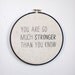 grey and black 'you are so much stronger than you know' wall hanging gift hoop