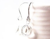 Clear Crystal Earrings -  Bridal Jewelry, Wedding, Silver, Drop, Bezel, Small, Bridesmaids Jewelry, Simple