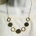 Stone Necklace - Stone Jewelry, Pyrite, Fool's Gold, Anitqued Brass, Mod, Modern Jewellery