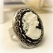 Cameo Ring White and Black Cocktail Ring Adjustable Ring Cameo Jewelry