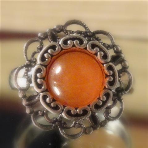 Sun and Moon Ring Orange Harvest Moon Adjustable