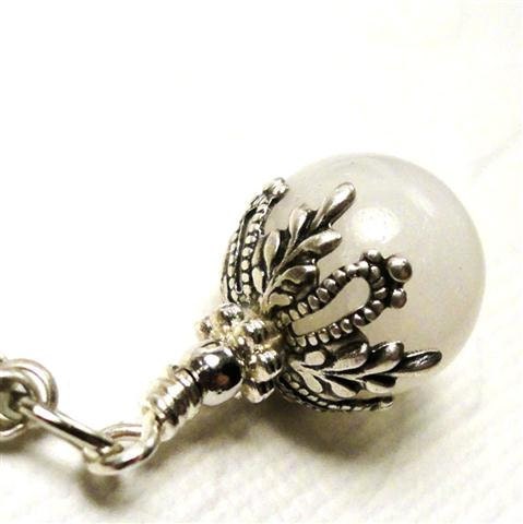 Snow White Necklace Victorian Silver and White Necklace Smooth White Quartz Pendant Necklace Antique Silver Filigree Necklace