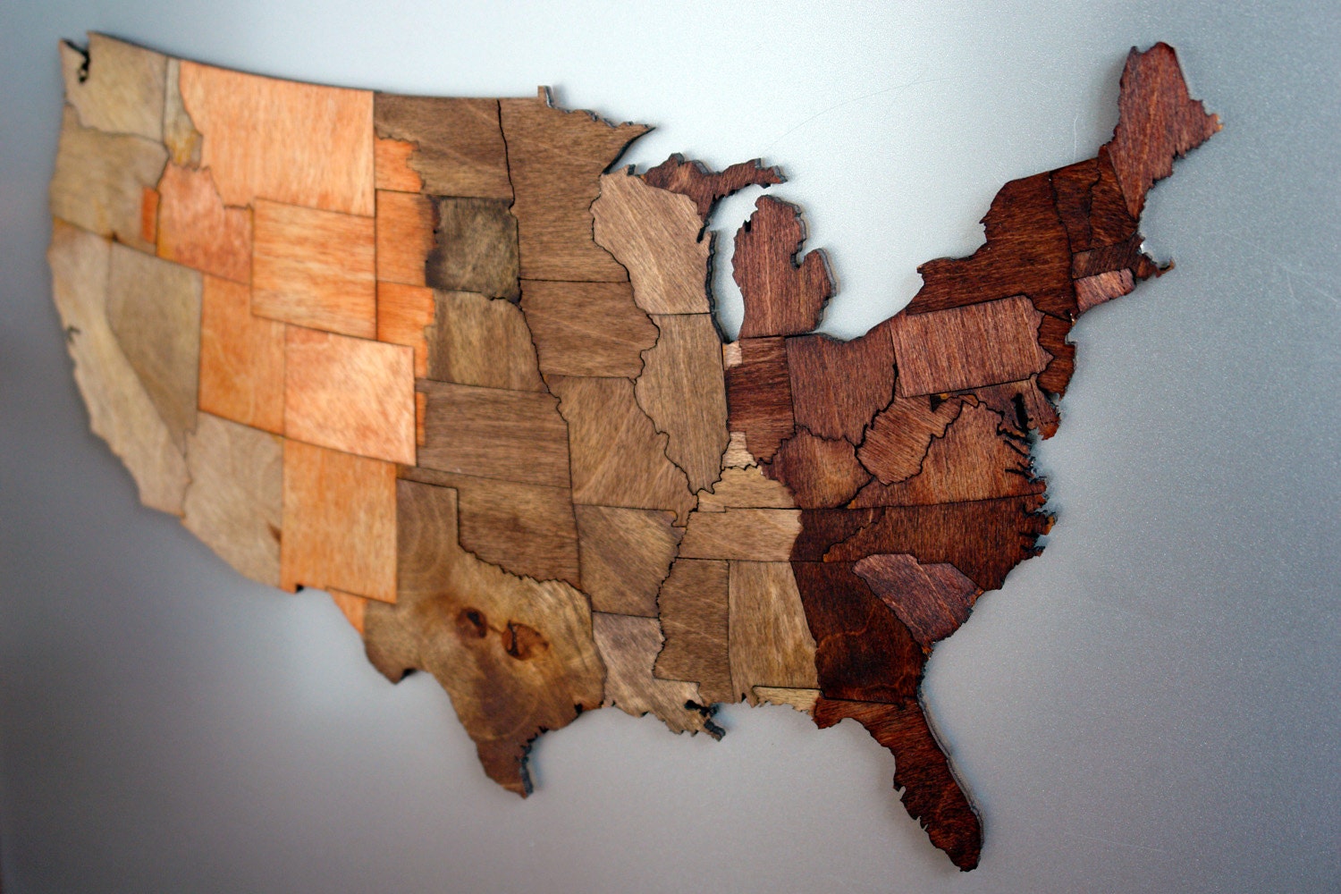 USA Magnetic Time Zone Puzzle - Stained Birch Plywood