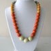 Necklace in Orange, Sunshine Yellow, and Grey / Wooden, Glass and Ceramic Beads / "GUADALUPE"