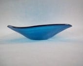 CLEARANCE SALE Fused Glass Bowl - Ocean Wave in Aqua Turquoise