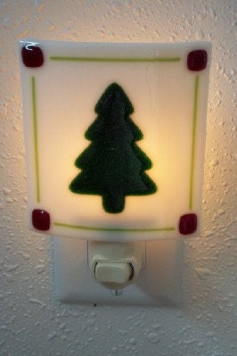 NIGHTLIGHT - Sparkle Christmas Tree Fused Glass Nightlight
