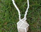 Style 2 Natural River Pebble Necklace Quartz Crystal Pendant Cotton Macrame