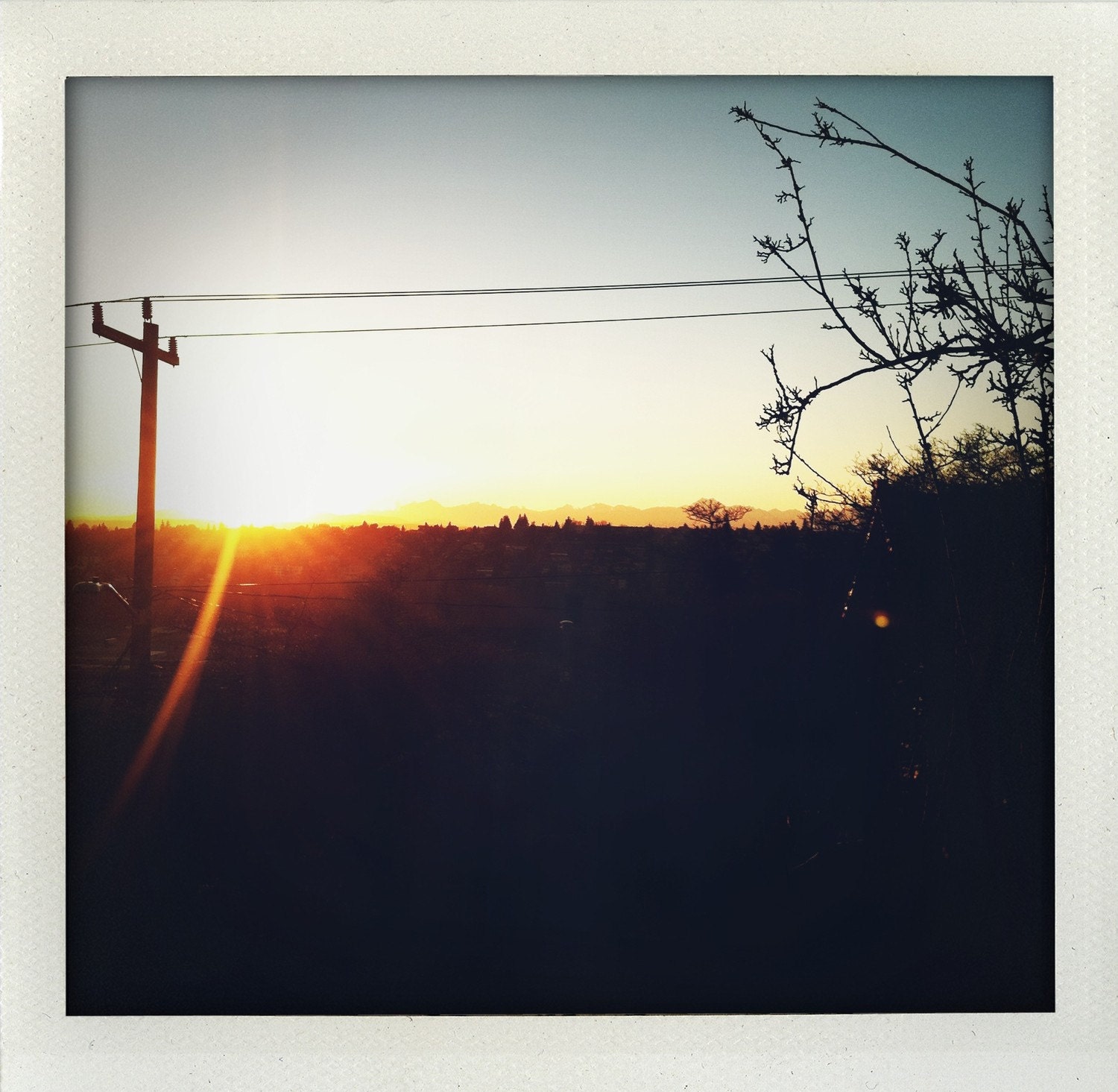 Sunset & Power Lines 5x5 Fine Art Print