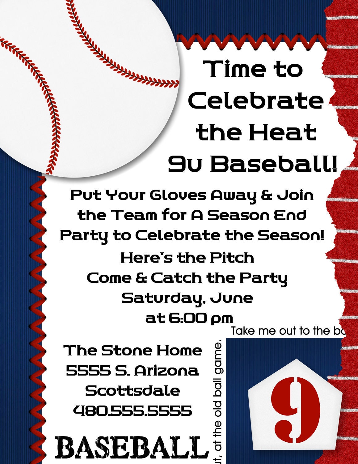 Baseball Digital Birthday Invitation