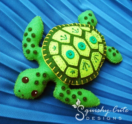 Sea Turtle Sewing Pattern PDF - Stuffed Animal Felt Plushie - Sammy the Sea Turtle