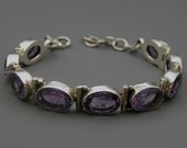 Artisan Handmade 925 Sterling Silver Gemstone Jewelry Amethyst Purple Bridal Bridesmaid Wedding Gift Anniversary Violet Purple Bracelet