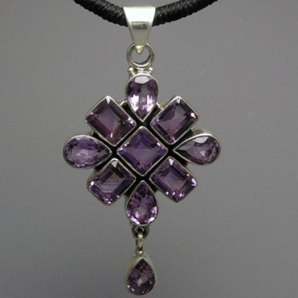 Handmade 925 Sterling Silver Artisan Handcrafted Gemstone Amethyst Violet Jewelry bridal bridesmaid Anniversary Wedding Gift Necklace