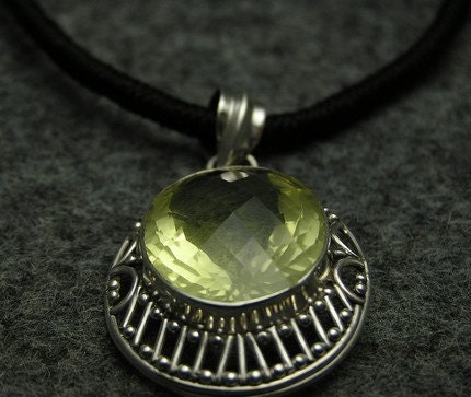 Artisan Handmade 925 Sterling Silver Gemstone Jewelry Unique Filigree Lemon Topaz Yellow Anniversary Bridal Necklace