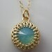 14K GF gold filled filigree lace Pacific Opal Swarovski Rivoli Crystal circle Vintage style gold fill Classic Solitaire necklace