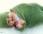 Cotton hand knit Baby Cocoon wrap and Hat Newborn to 3 Month  boy or girl Pea in a pod   Great Photo Prop perfect gift from Colorado