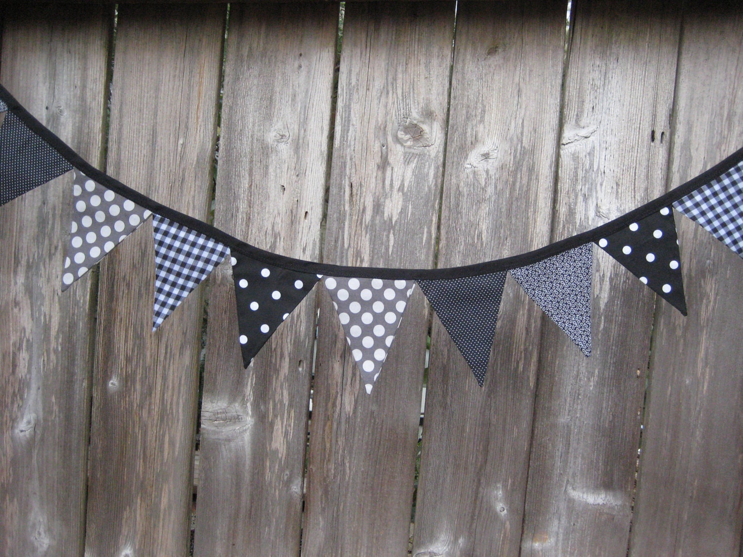 Banner / Garland / Black , White And Gray / Polka Dot, Gingham And Leaves Pattern / Simply The Coolest
