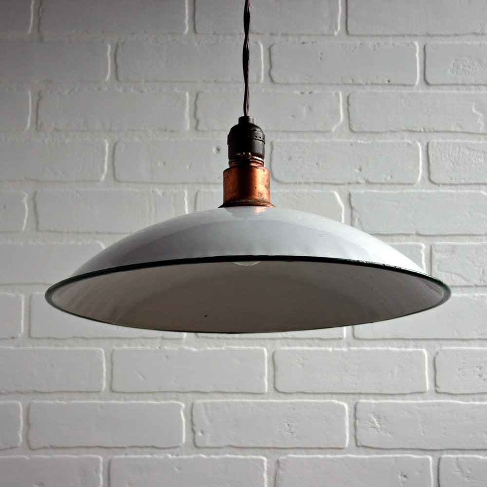 Vintage Enamel Industrial Light Fixture