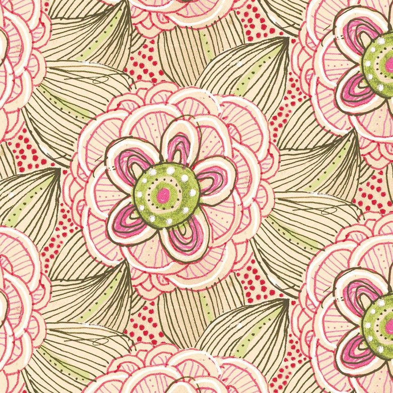 Beauty is You -- Whimsical/Cottage chic Modern Floral Quilt Fabric-- by Blend Fabrics-- 1 Yard of Rainbow Flowers in Pink - meanderingthread