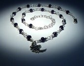Sterling Silver Sapphire Necklace with Chinese Love Sign