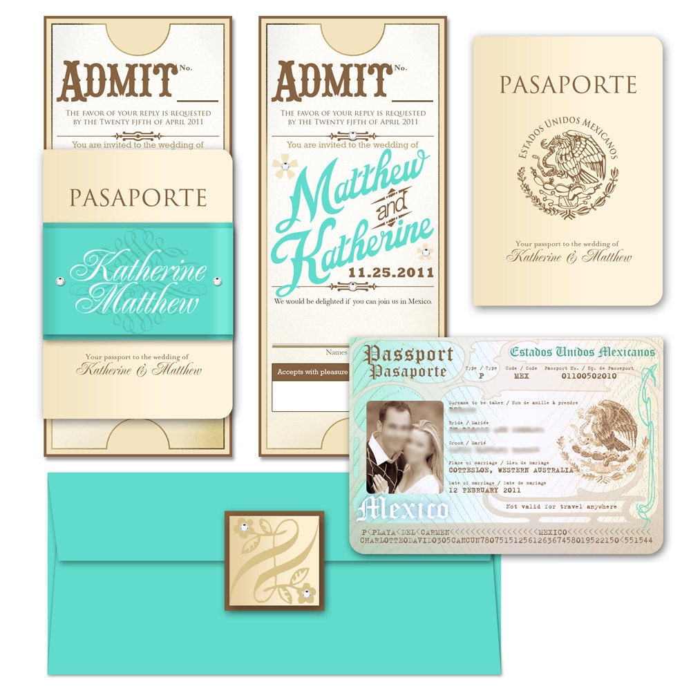 Vintage Passport Style Invitation