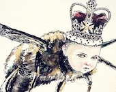 Queen Bee--signed (8x10)  Print of an Original Ink and Acrylic Painting--PalePreoccupation