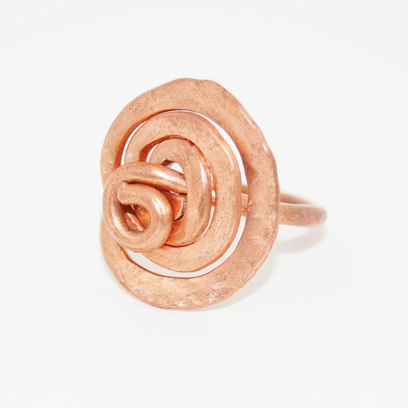 hammered copper swirl ring