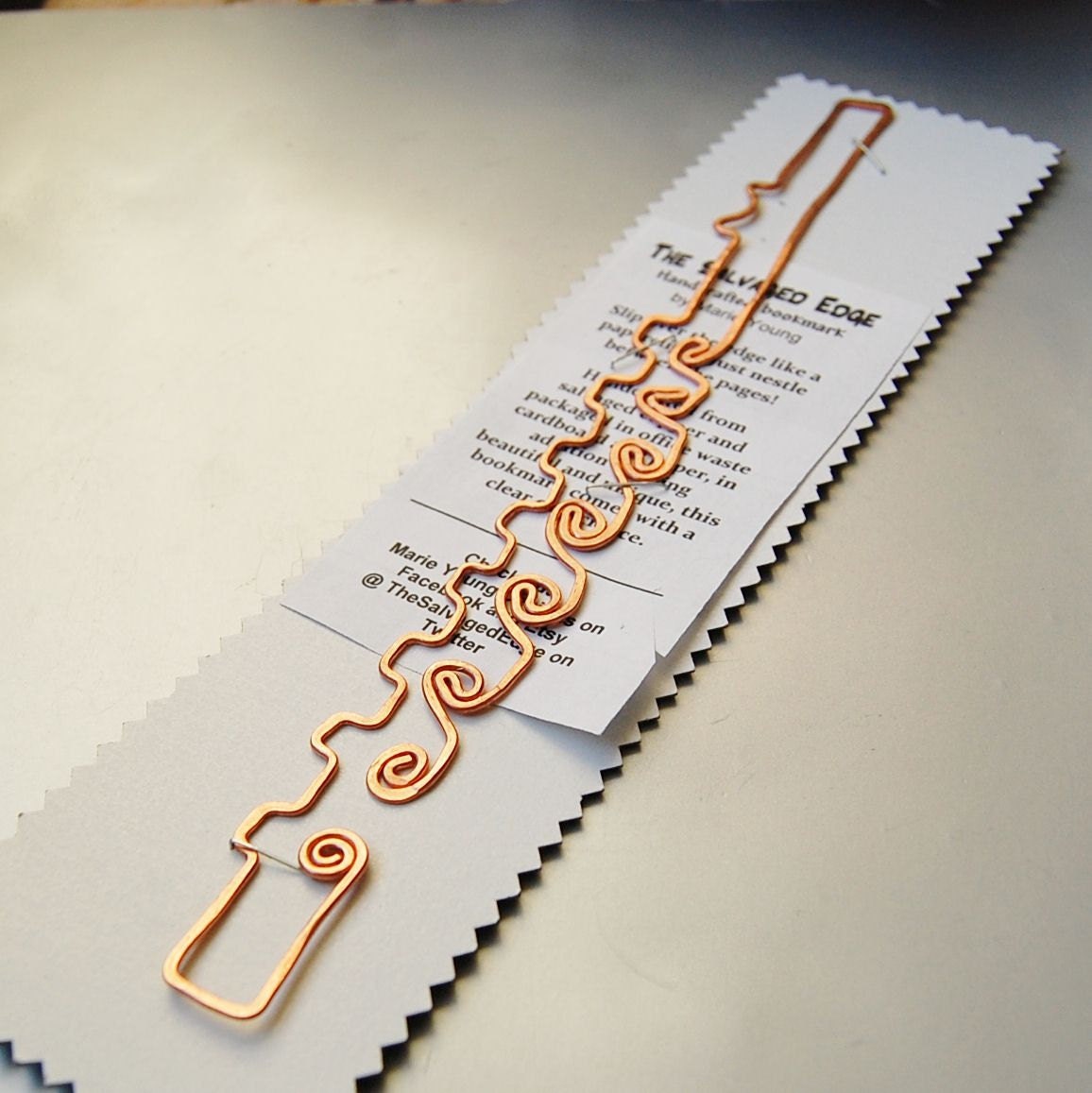 Copper flute bookmark hand made functional sculpture