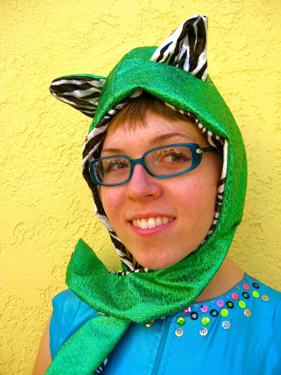 SALE metallic Zebra Cat hood